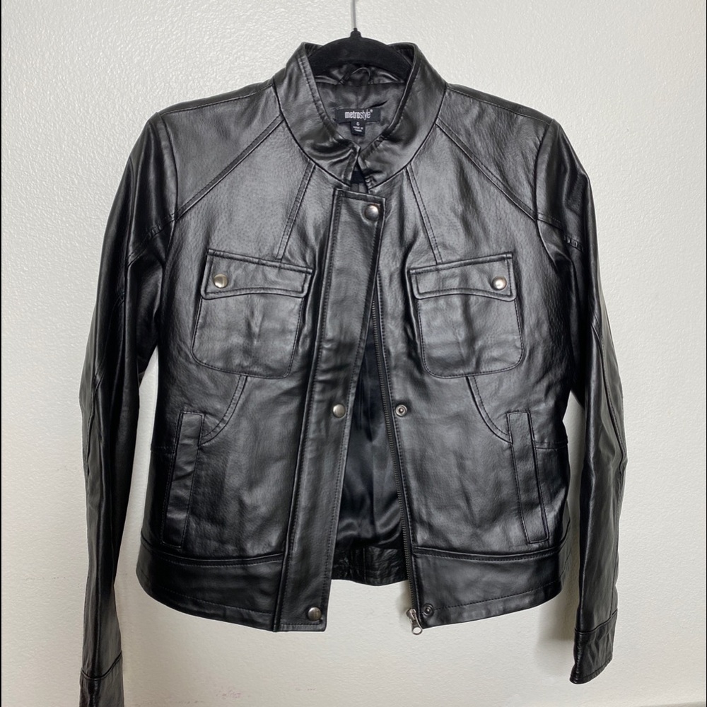 Meteostyle Black Leather Jacket NWOT